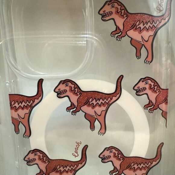 Coach Rexy Glitter Dinosaur iPhone 16 Protective MagSafe Clear Case NEW - Picture 5 of 6
